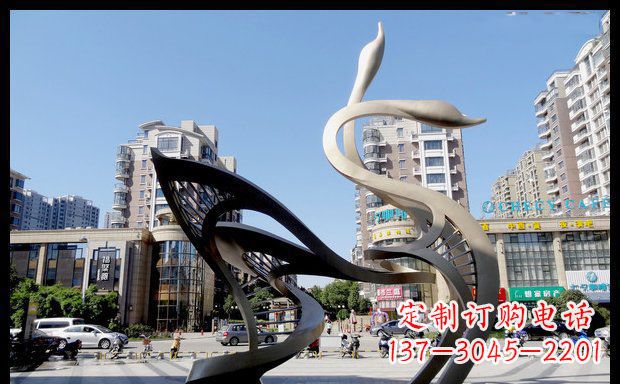 运城城市不锈钢抽象天鹅雕塑