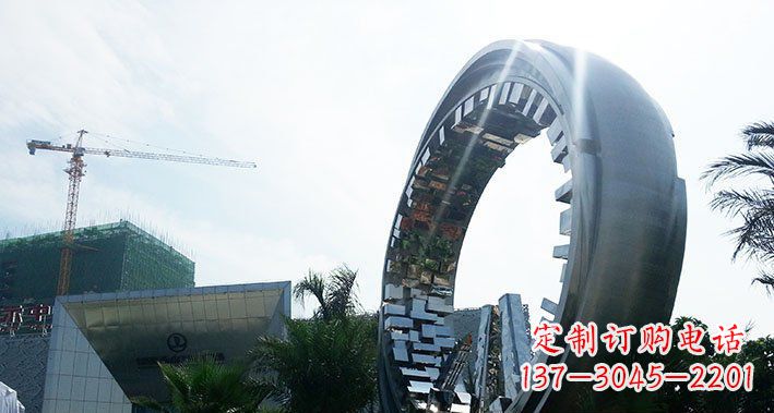 运城城市不锈钢抽象圆环雕塑