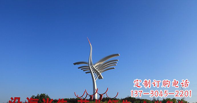 运城城市抽象不锈钢仙鹤雕塑