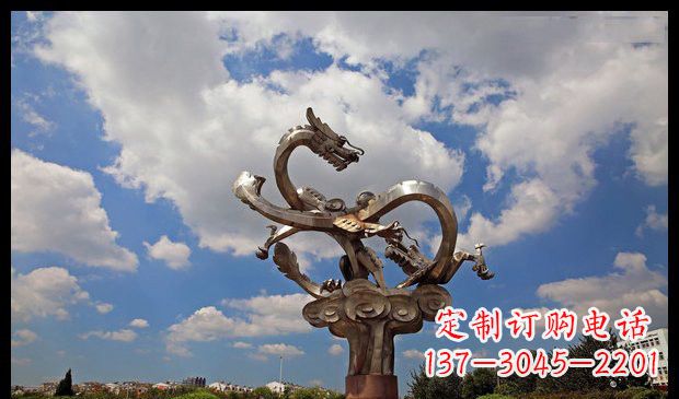 运城城市抽象双龙雕塑