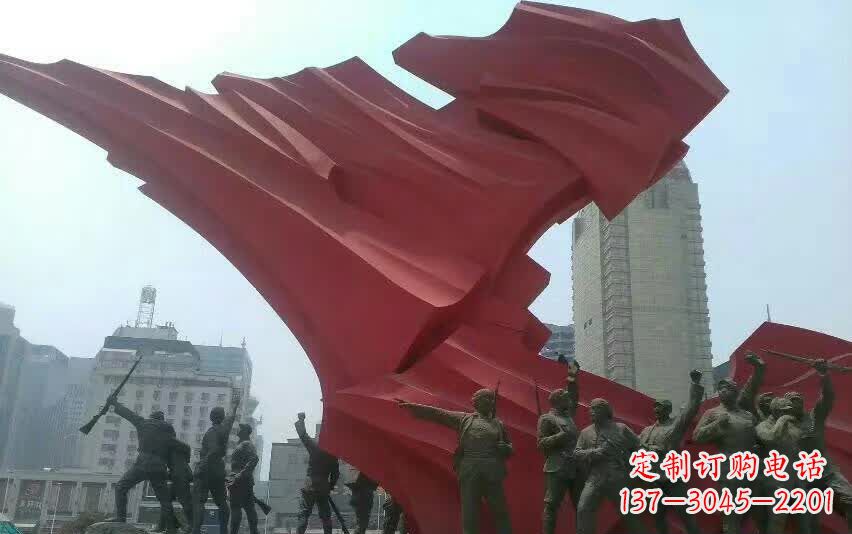 运城城市大型不锈钢红军人物雕塑