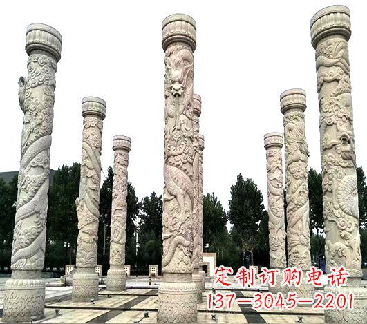 运城城市广场大理石石材龙柱景观柱