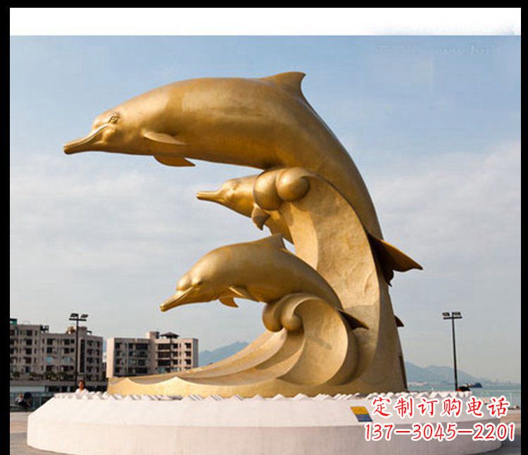 运城城市广场大型海豚铜雕