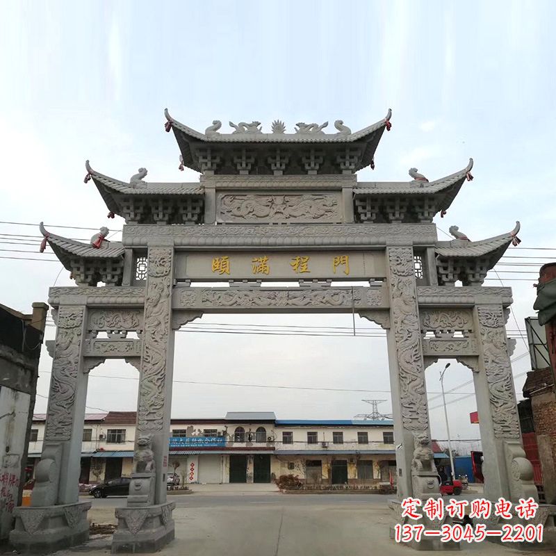 运城城市街道仿古石雕牌楼