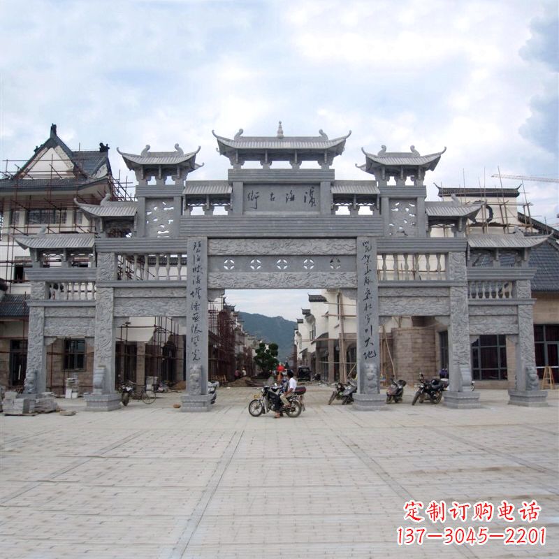 运城五门石雕牌坊传承中国古典雕塑文化
