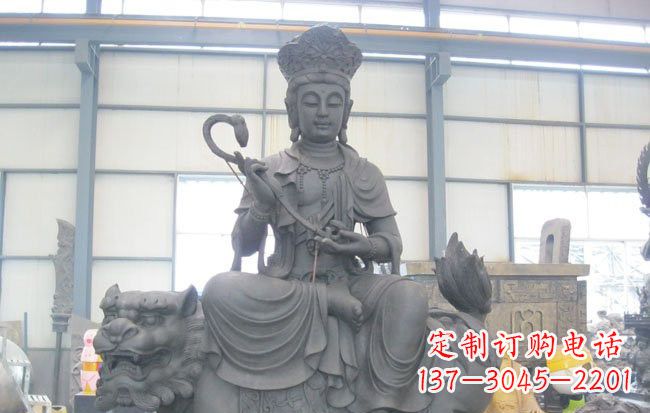 运城乘狮子的文殊菩萨石雕