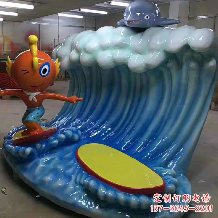 运城冲浪玻璃钢海豚雕塑