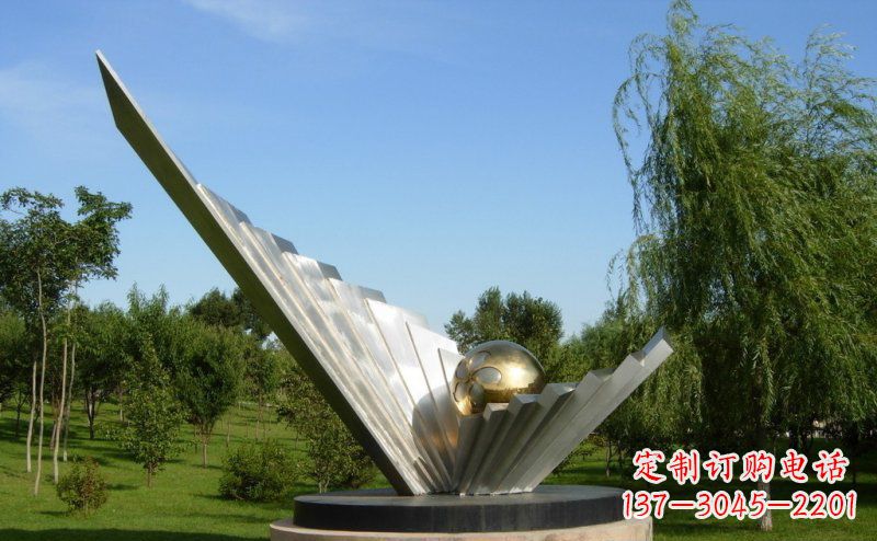 运城抽象贝壳和明珠公园不锈钢雕塑