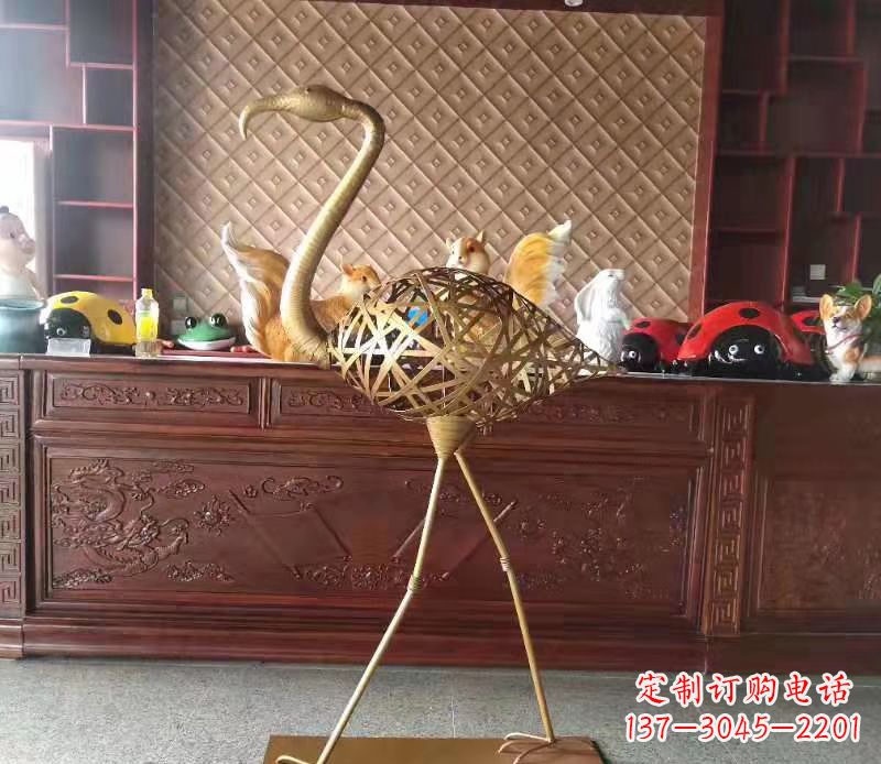 运城抽象编织火烈鸟铜雕