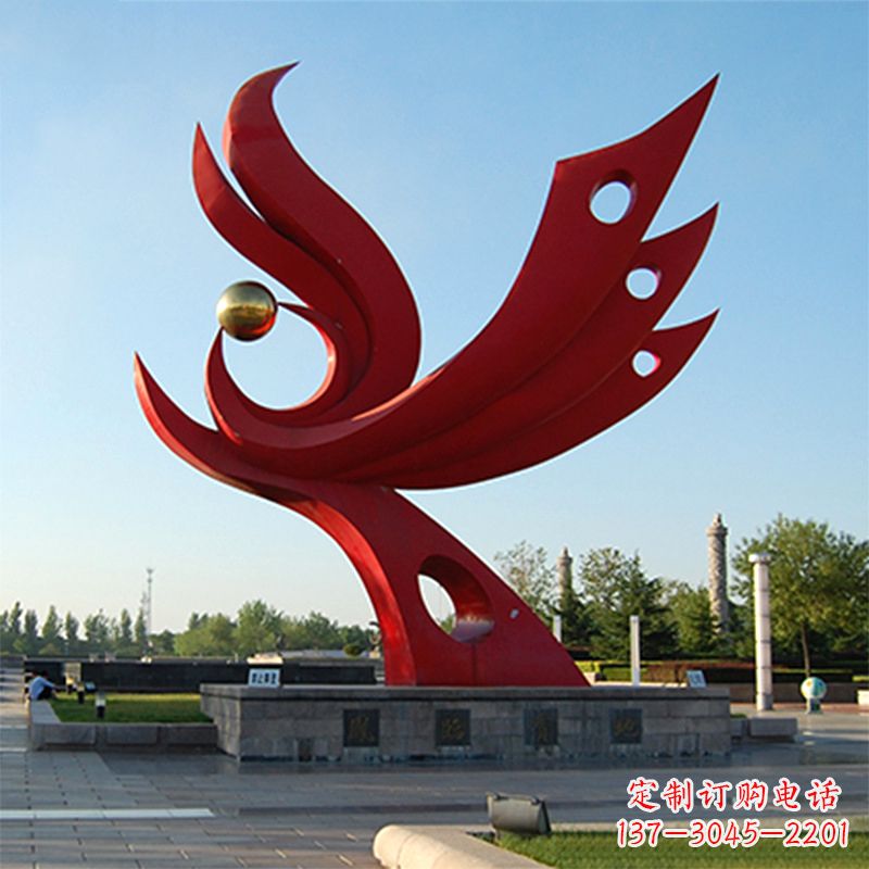 运城抽象不锈钢景观凤凰雕塑-公园园林广场景观标识雕塑
