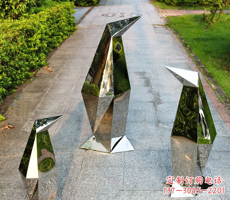 运城抽象不锈钢企鹅雕塑