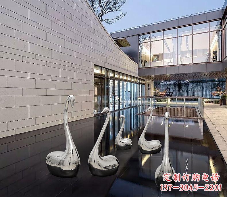 运城抽象不锈钢天鹅雕塑