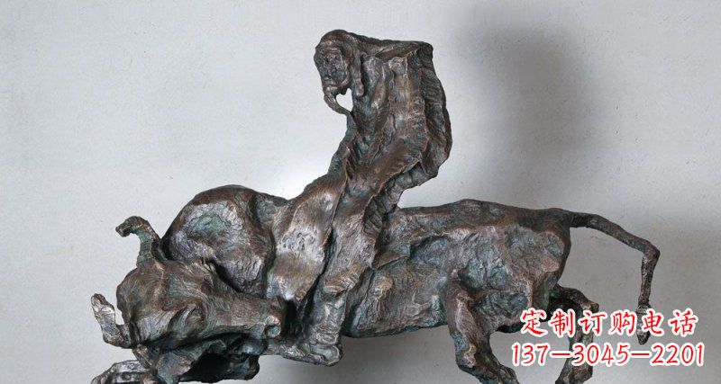 运城抽象的骑牛人物公园动物铜雕