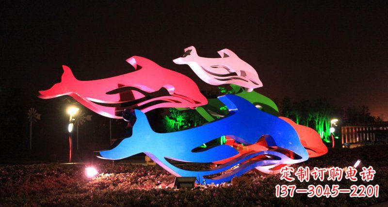 运城抽象海豚公园不锈钢雕塑