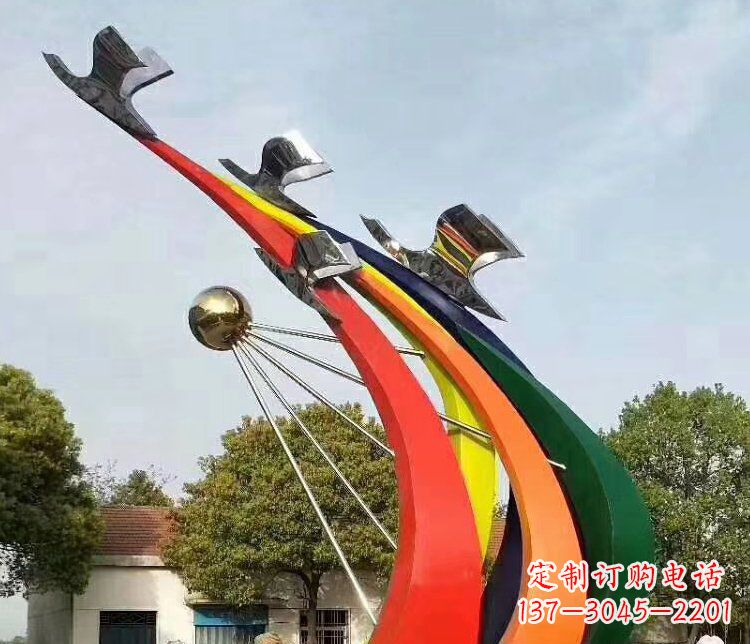 运城抽象和平鸽和太阳校园不锈钢雕塑