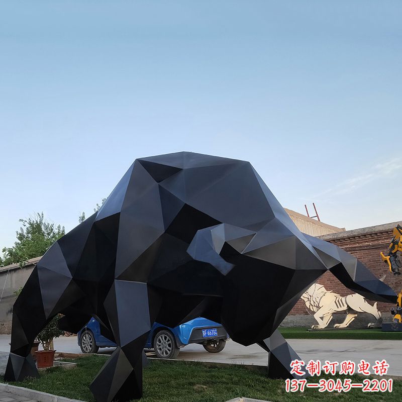 运城抽象华尔街牛大型玻璃钢公园园林动物雕塑