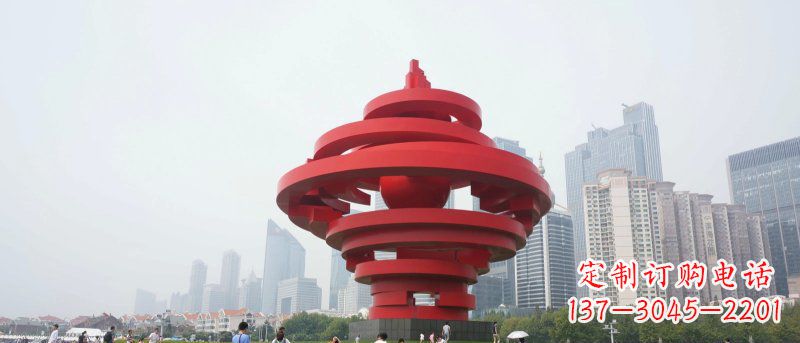运城抽象火炬不锈钢五月的风广场景观雕塑