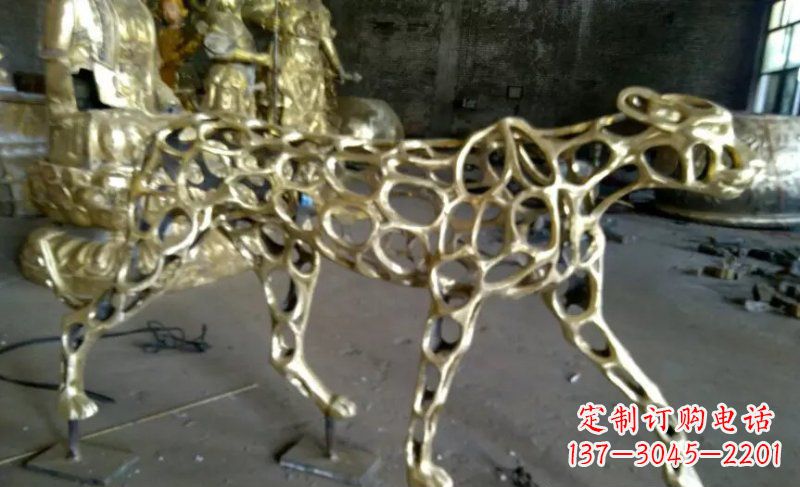运城抽象金钱豹公园动物铜雕 (3)