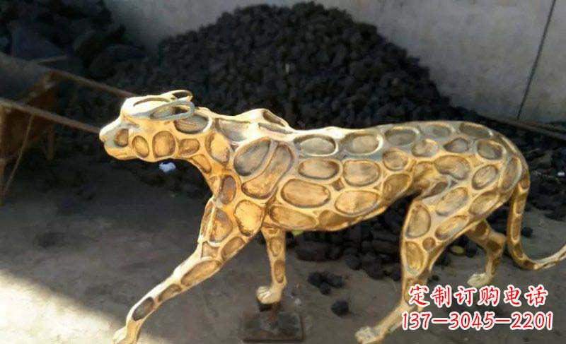 运城抽象金钱豹公园动物铜雕