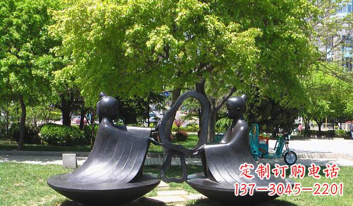 运城抽象孔融让梨校园景观铜雕