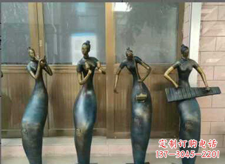 运城抽象女孩演奏乐器铜雕