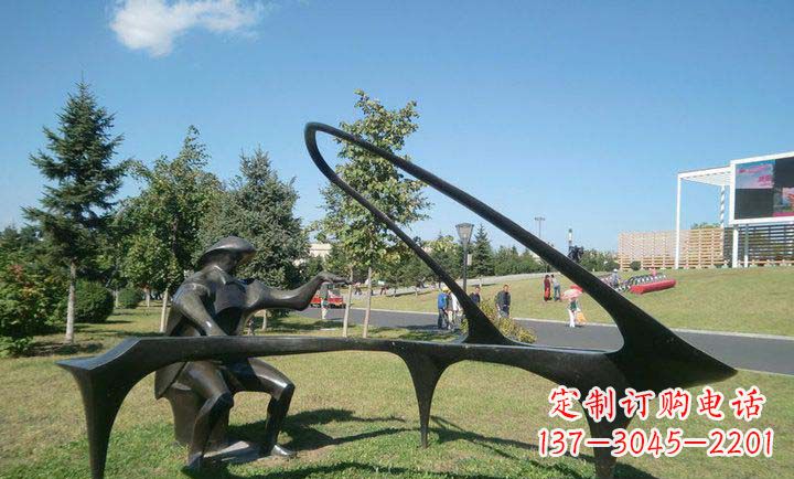运城抽象人物弹钢琴铜雕