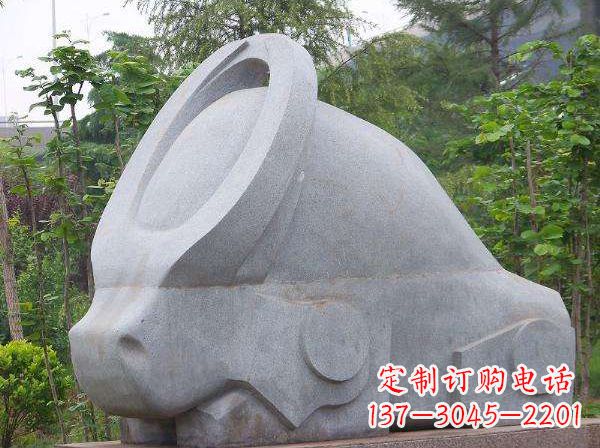 运城抽象石雕牛-抽象生肖牛动物景观雕塑