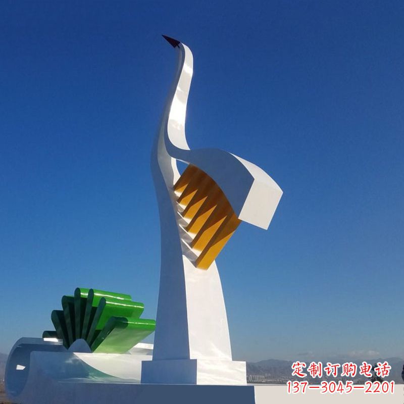 运城抽象仙鹤不锈钢景观雕塑