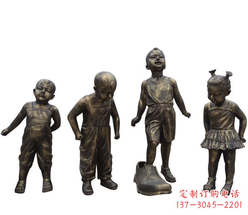 运城穿大鞋的儿童铜雕