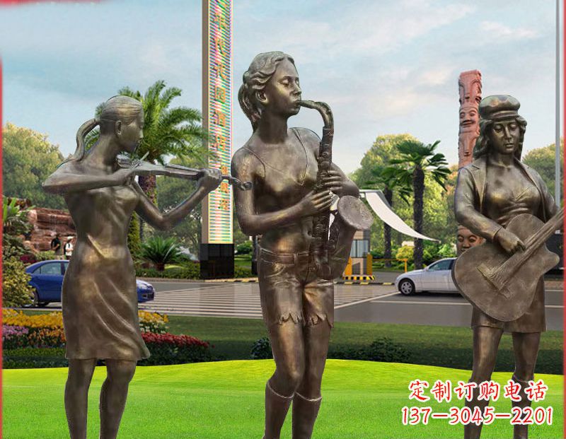 运城吹萨克斯铜雕人物