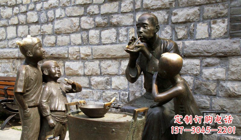 运城吹糖人街头景观铜雕