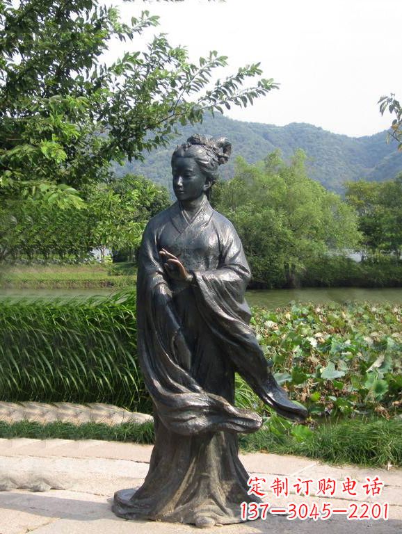 运城春秋时期著名美女西施铜雕塑像
