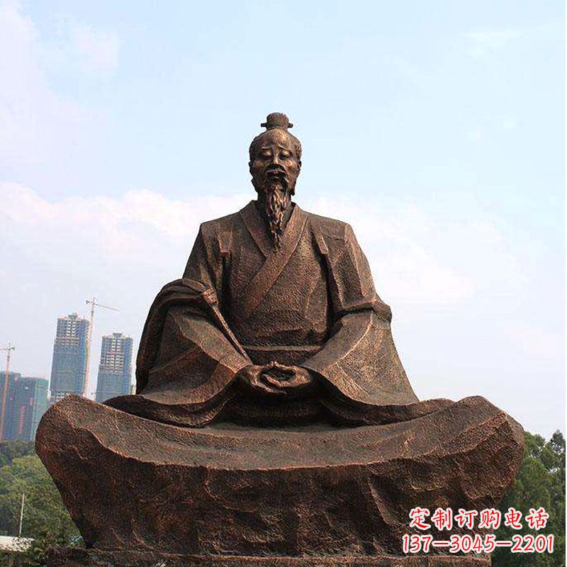 运城纯铜葛洪盘坐雕塑-景区园林历史医学人物雕像