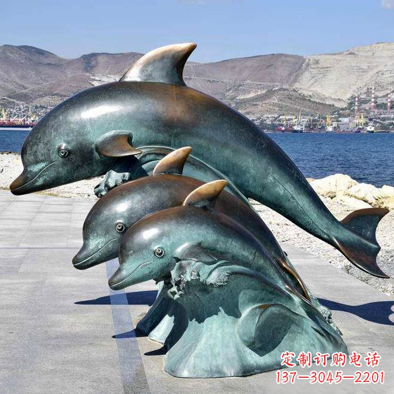 运城纯铜海豚动物雕塑
