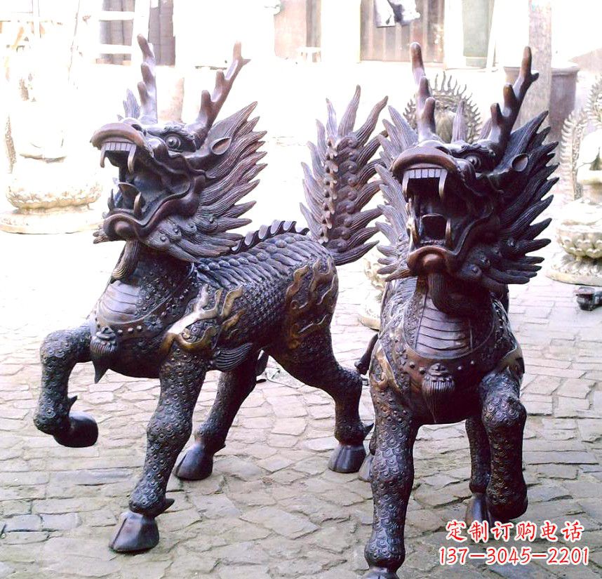运城精美纯铜麒麟雕塑