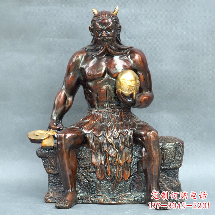 运城纯铜神农大帝坐姿雕塑像