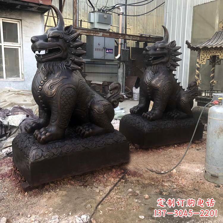 运城纯铜獬豸雕塑-中国古代神话传说神兽动物雕塑