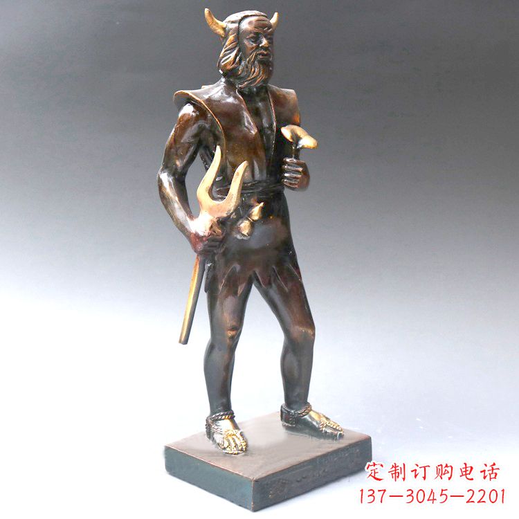运城纯铜药王神农氏铜像摆件