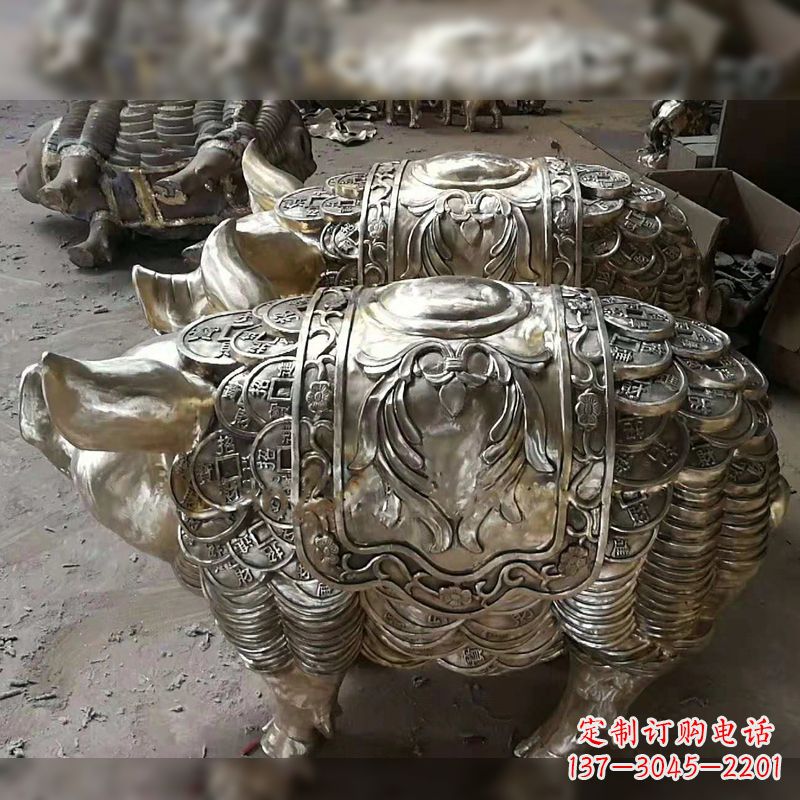 运城纯铜铸造猪铜雕-招财生肖动物风水雕塑