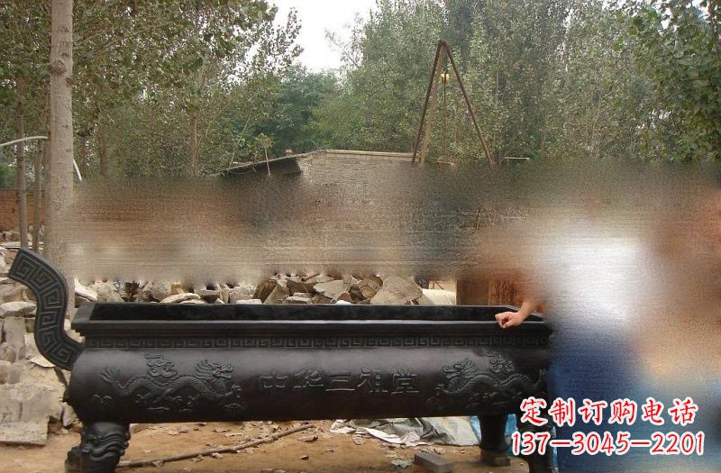 运城祠堂方形香炉铜雕