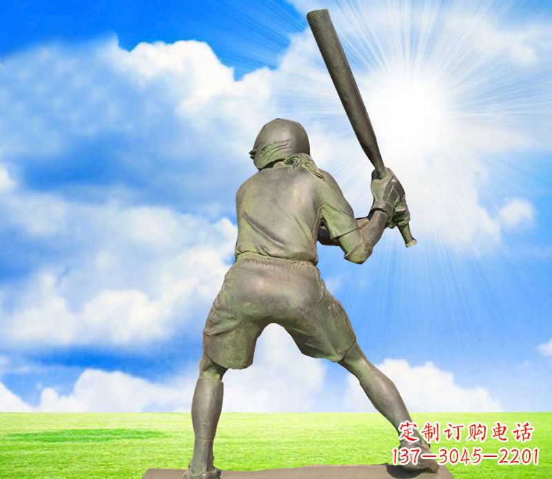 运城打棒球公园人物铜雕
