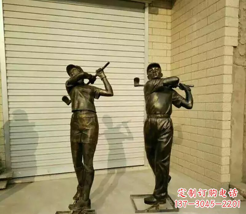 运城打高尔夫人物园景观铜雕
