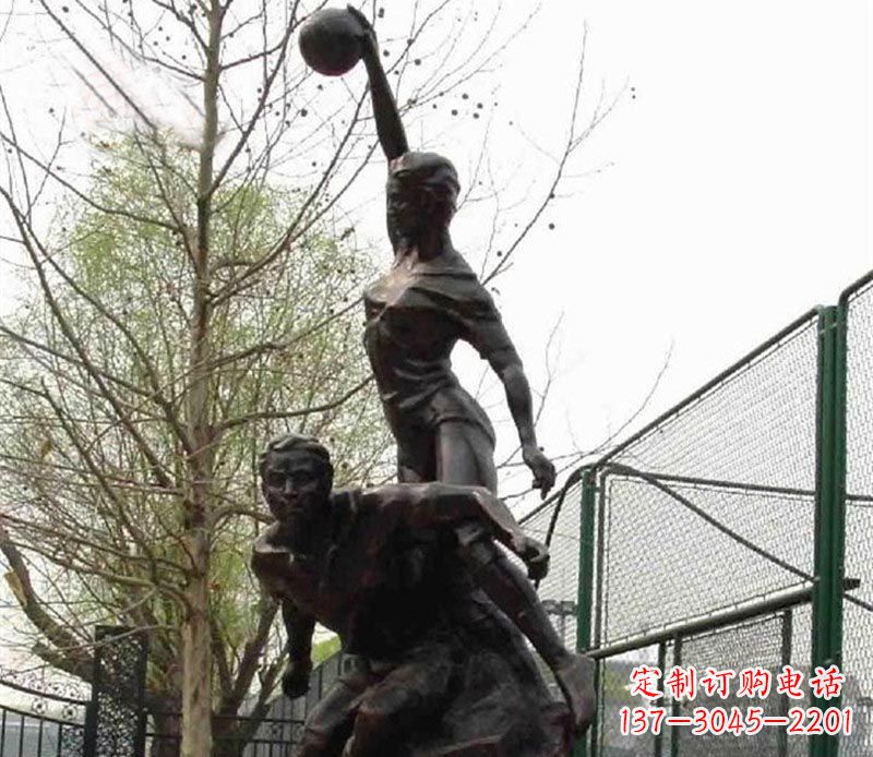 运城打篮球的运动员铜雕