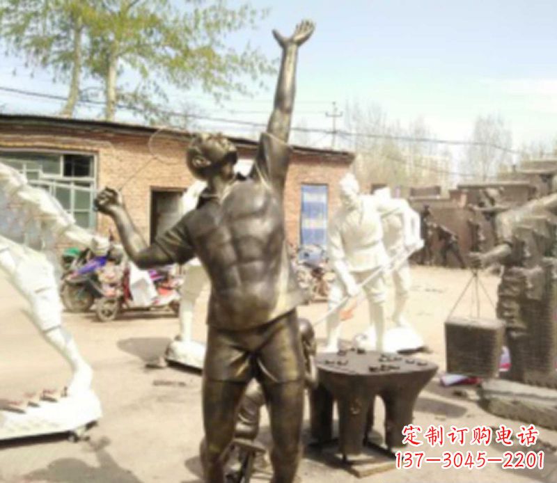 运城打羽毛球公园人物铜雕