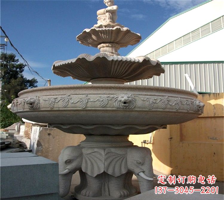 运城大钵石雕喷水天鹅