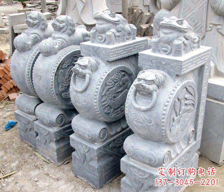 运城大理石抱鼓石金蟾貔貅门墩石雕