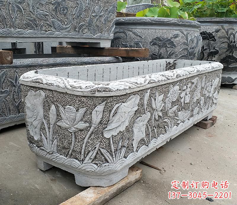 运城大理石雕刻菊花水缸