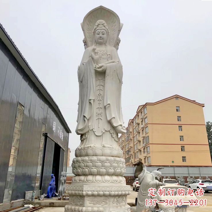 运城大理石佛像三面观音雕像