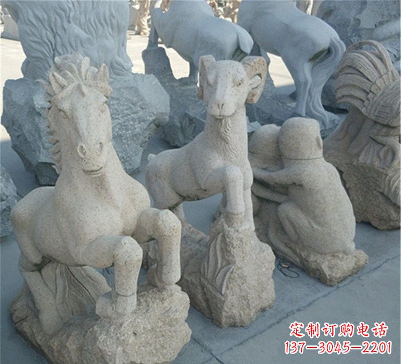 运城大理石公园12生肖动物雕塑