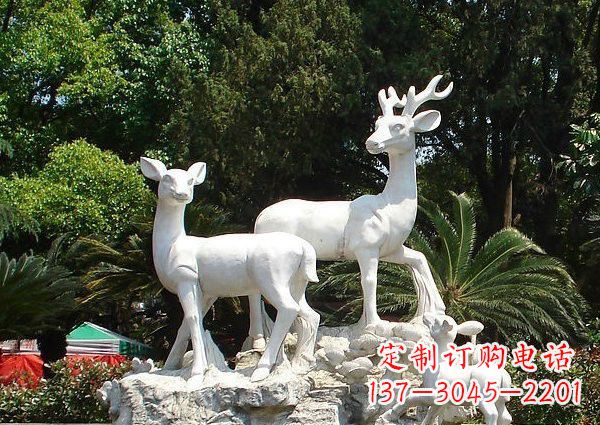 运城大理石公园动物小鹿石雕